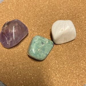 Amethyst, Ruby Fuchsite and Scolecite Tumbled Gemstones Set of 3